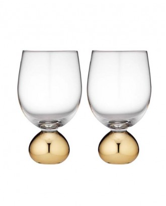 Set 2 pahare pentru vin, sticla cristalina, Astrid Gold - SIMONA'S COOKSHOP